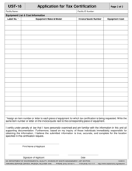 Form UST-18 Application for Tax Certification - North Carolina, Page 2