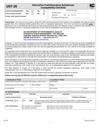 Form UST-20 Alternative Fuel/Hazardous Substance Compatibility Checklist - North Carolina