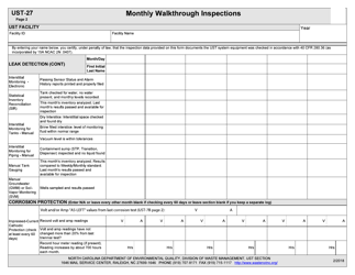 Form UST-27 Monthly Walkthrough Inspections - North Carolina, Page 2