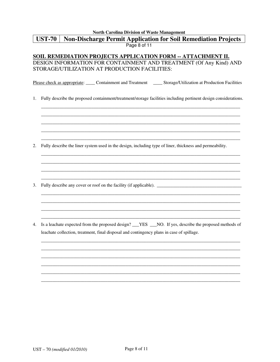 Form UST-70 Non-discharge Permit Application for Soil Remediation Projects - North Carolina, Page 9