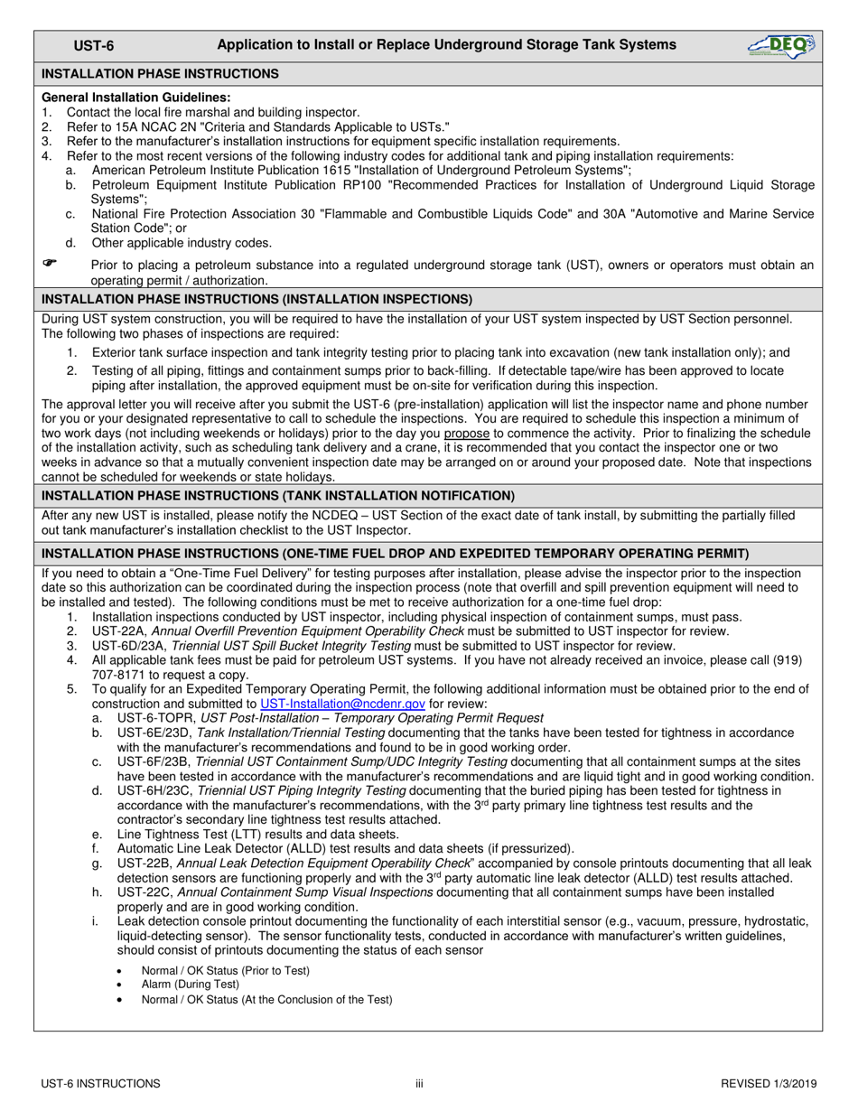 Download Instructions for Form UST-6 Application to Install or Replace ...