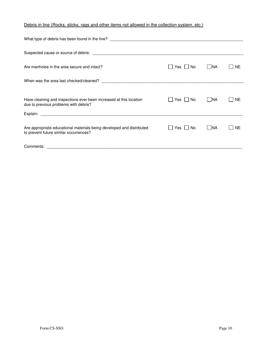 Form CS-SSO Collection System Sanitary Sewer Overflow Reporting Form - North Carolina, Page 10