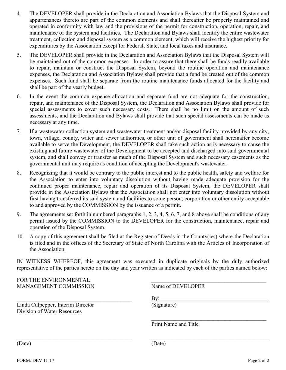 Form DEV Operational Agreement - North Carolina, Page 2