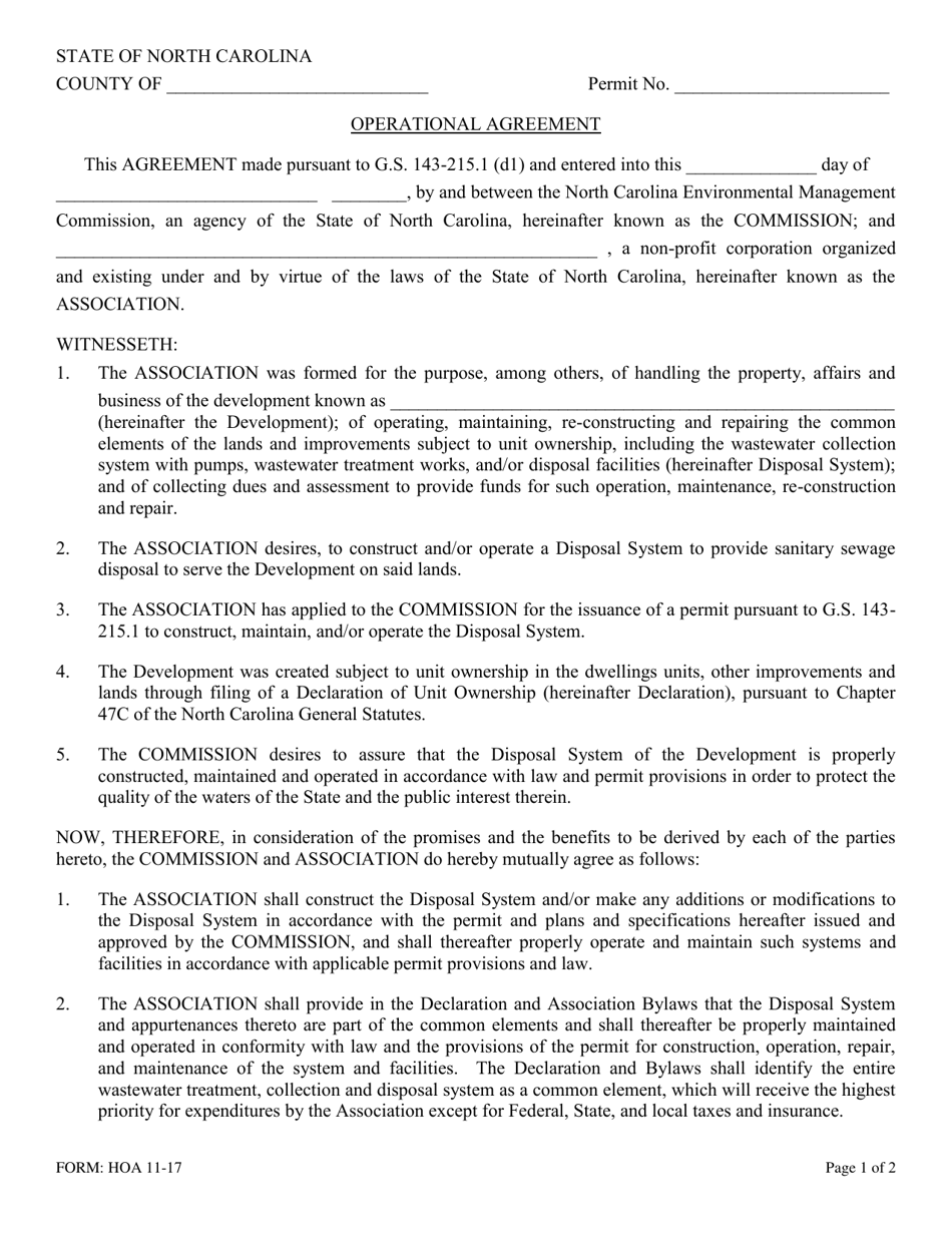Form HOA Operational Agreement - North Carolina, Page 1