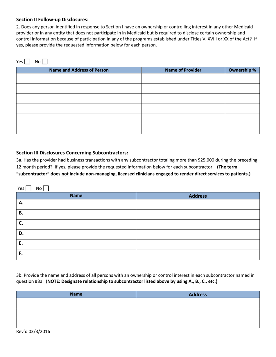 Attachment B Provider Disclosure Form - North Carolina, Page 3