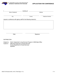 Form DSB-7219 &quot;Application for Conference&quot; - North Carolina