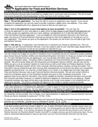 Form DSS-8207 &quot;Application for Food and Nutrition Services&quot; - North Carolina