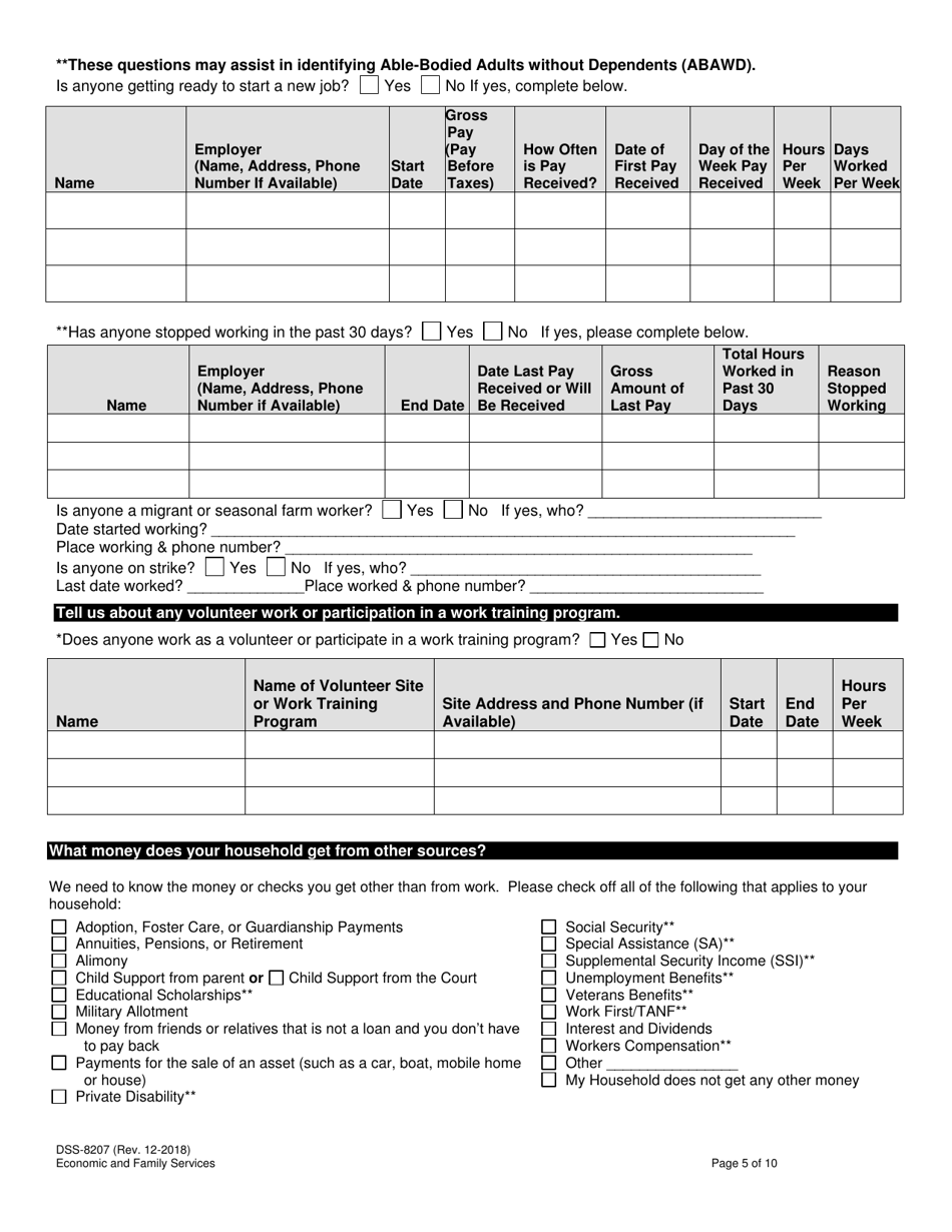 Form DSS-8207 - Fill Out, Sign Online and Download Fillable PDF, North ...