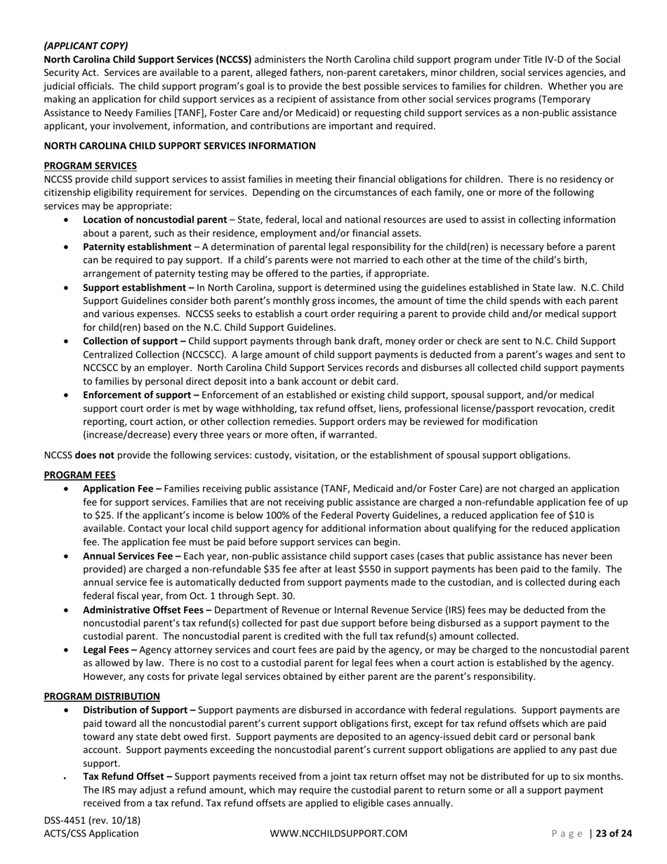 Form DSS-4451 Application for Services - North Carolina, Page 23