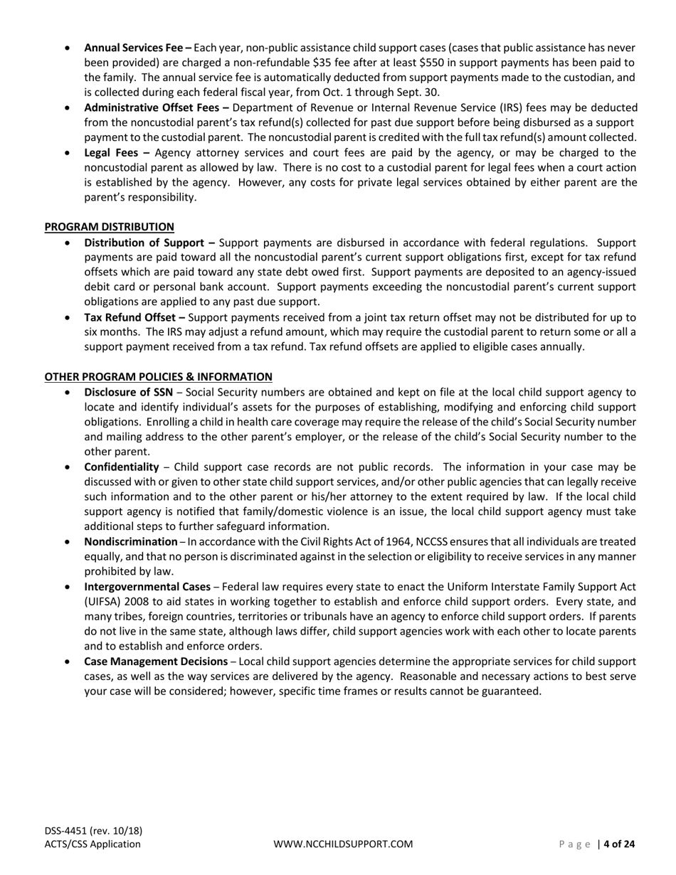 Form DSS-4451 Application for Services - North Carolina, Page 4