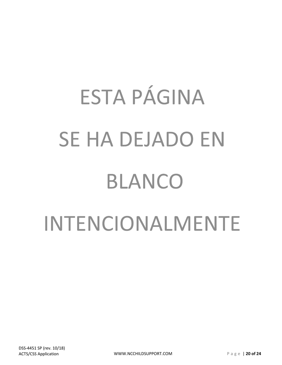 Formulario DSS-4451 Solicitud De Servicios De Sustento De Menores - North Carolina (Spanish), Page 20