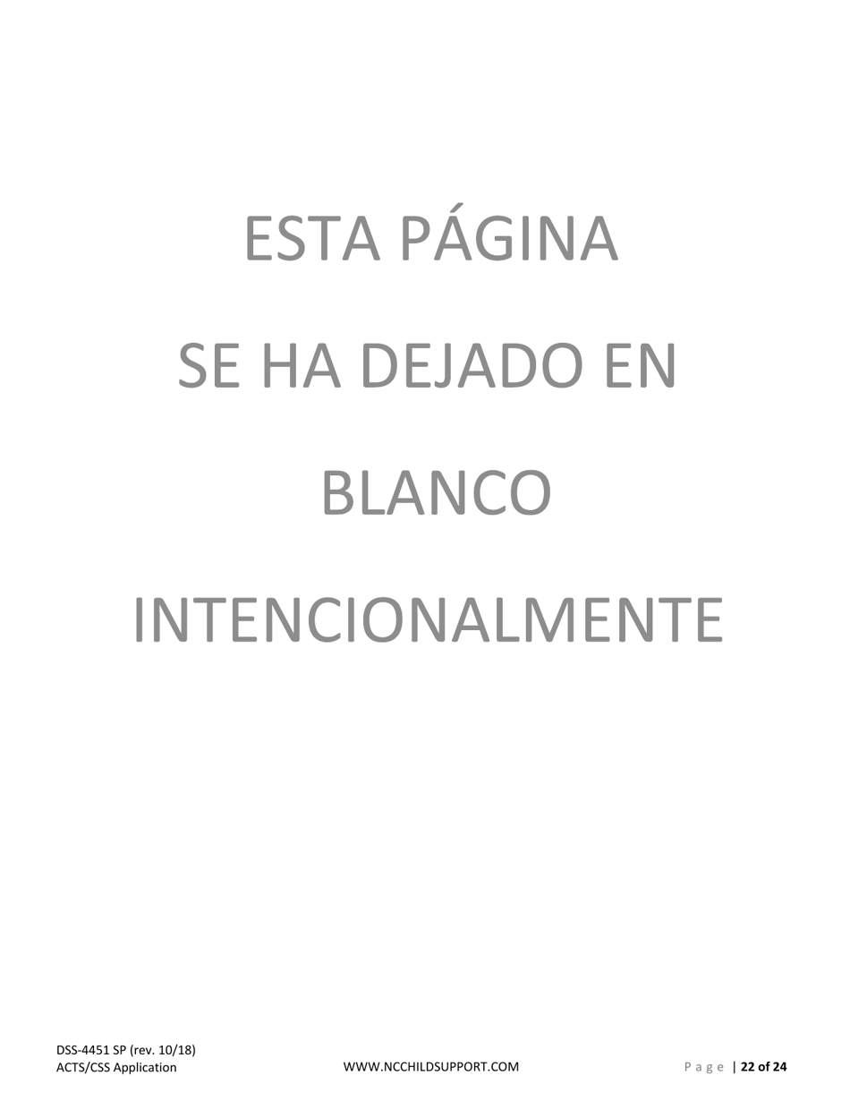 Formulario DSS-4451 Solicitud De Servicios De Sustento De Menores - North Carolina (Spanish), Page 22