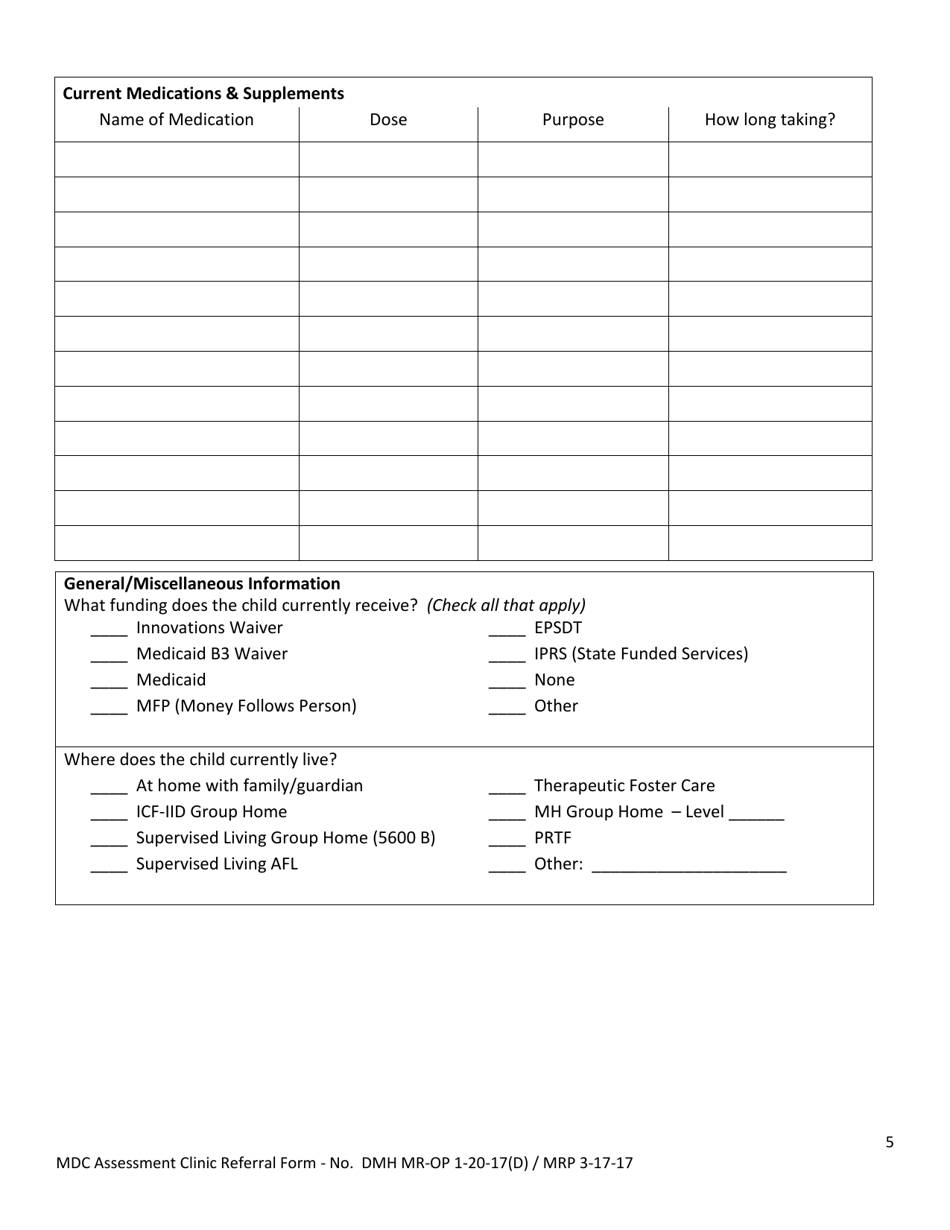 North Carolina Murdoch Developmental Center Assessment Clinic Referral 