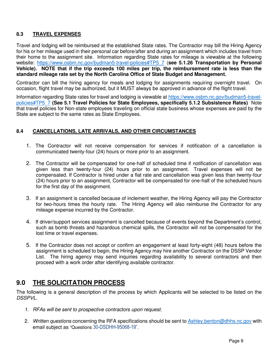 Request for Applications - Dhhs Driver / Support Service Provider Vendor List (Dsspvl) - North Carolina, Page 10