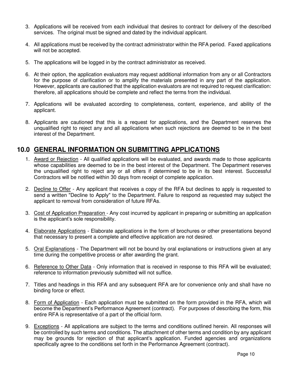 Request for Applications - Dhhs Driver / Support Service Provider Vendor List (Dsspvl) - North Carolina, Page 11