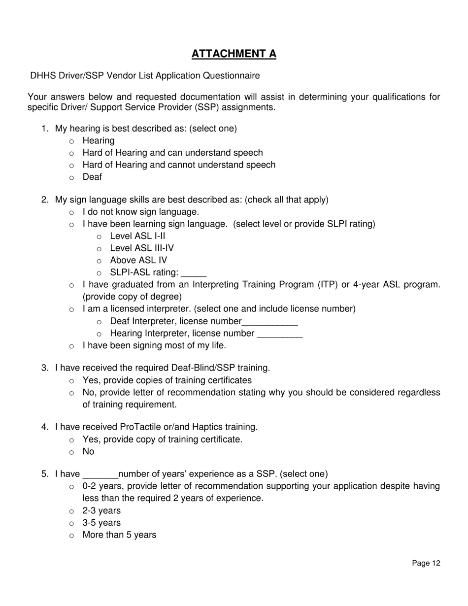 Request for Applications - Dhhs Driver / Support Service Provider Vendor List (Dsspvl) - North Carolina, Page 13