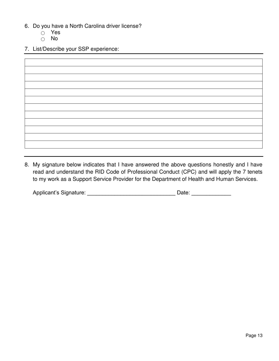 Request for Applications - Dhhs Driver / Support Service Provider Vendor List (Dsspvl) - North Carolina, Page 14