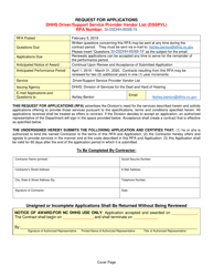 Request for Applications - Dhhs Driver/Support Service Provider Vendor List (Dsspvl) - North Carolina