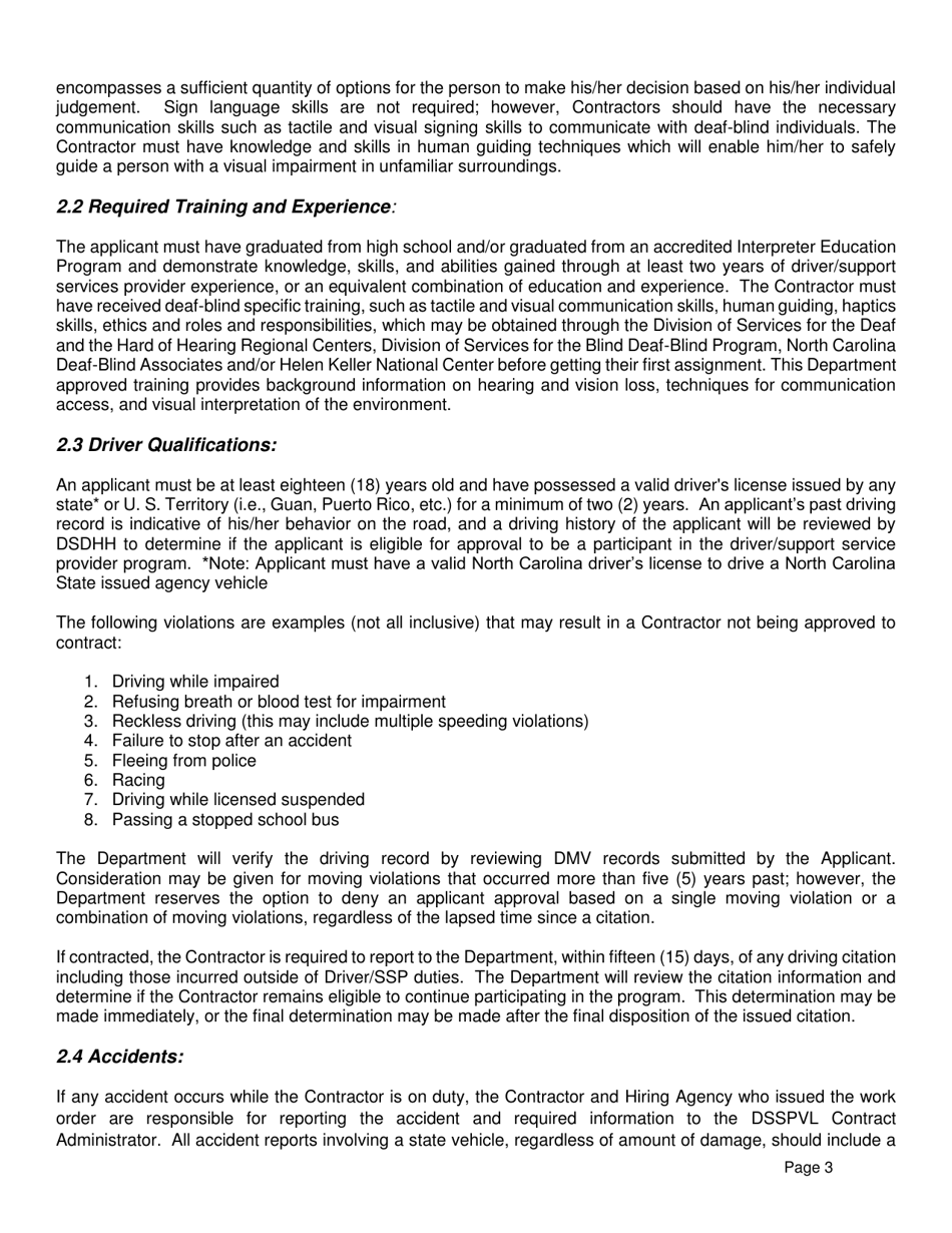 Request for Applications - Dhhs Driver / Support Service Provider Vendor List (Dsspvl) - North Carolina, Page 4