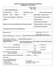 Document preview: Community Evaluation Form - Adult Protective Services - North Carolina