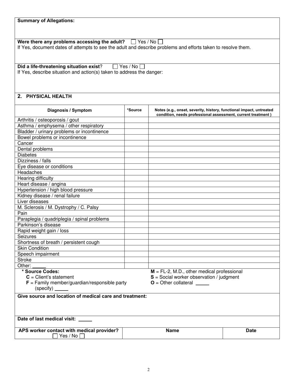 North Carolina Community Evaluation Form - Adult Protective Services ...