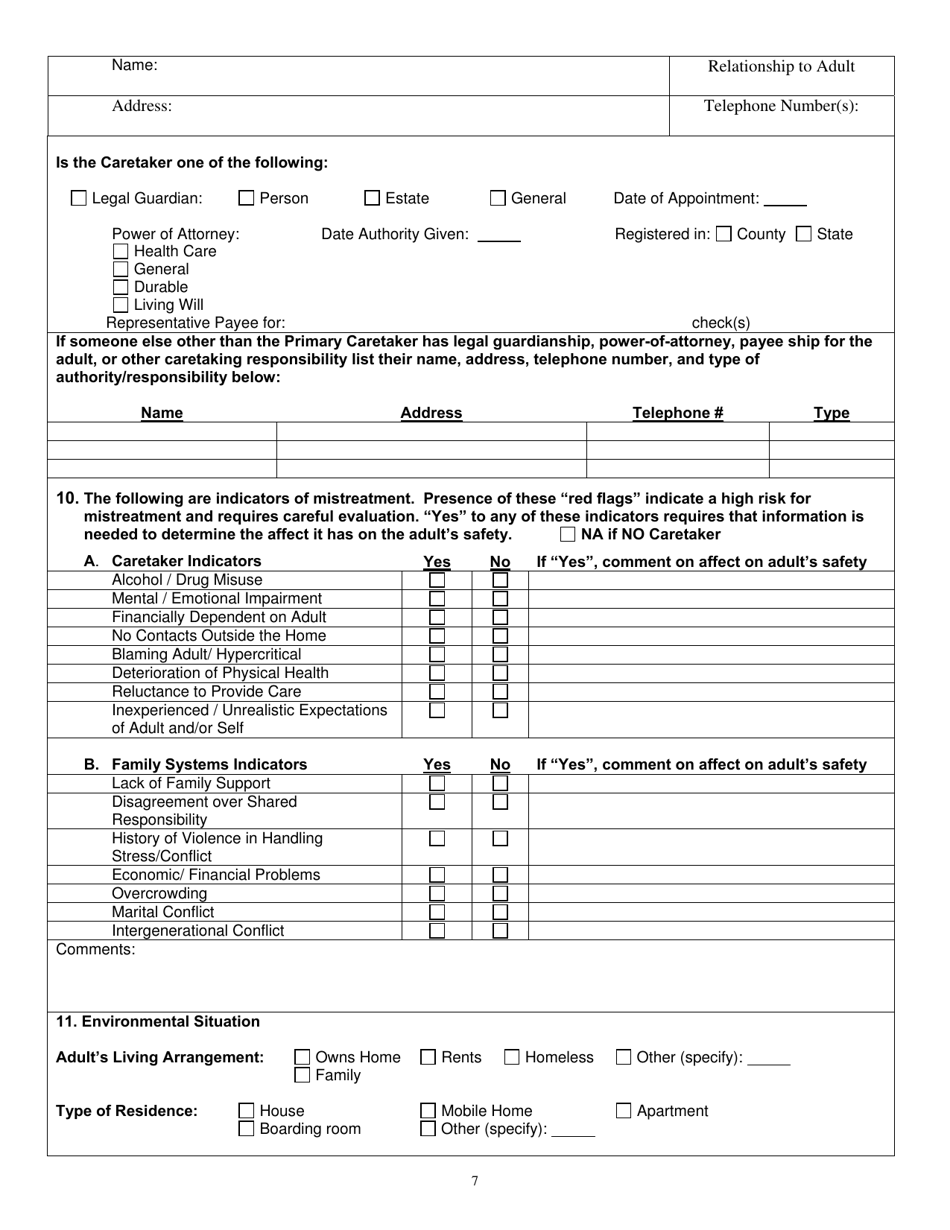 North Carolina Community Evaluation Form - Adult Protective Services ...