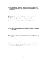Nc Daas Cosumer Direcred Services Participant Self-assessment Form - North Carolina, Page 2