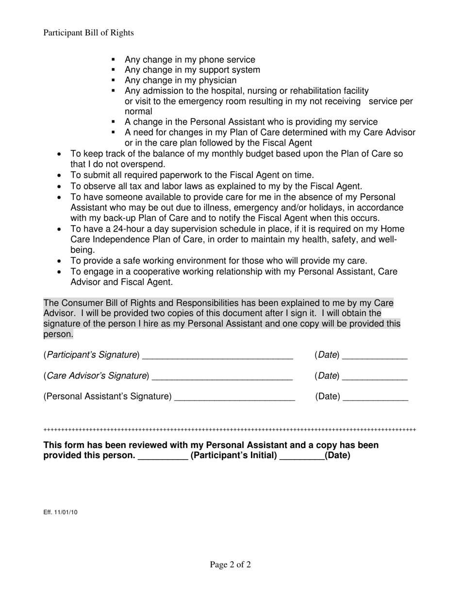 Participant Bill of Rights and Responsibilities - North Carolina, Page 2