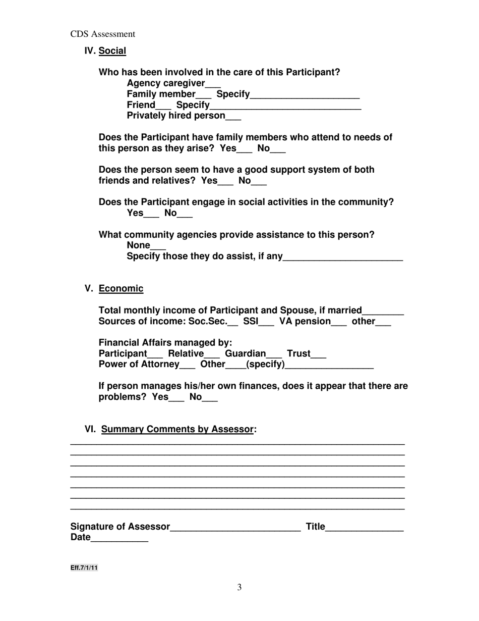Service Assessment / Reassessment Form - North Carolina, Page 3