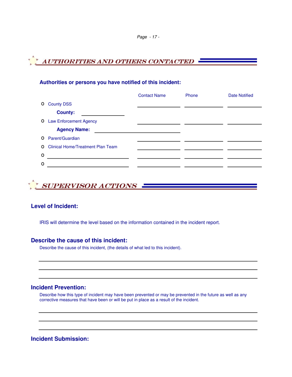 Incident Response Improvement System Allegation of Abuse, Neglect and Exploitation - North Carolina, Page 17