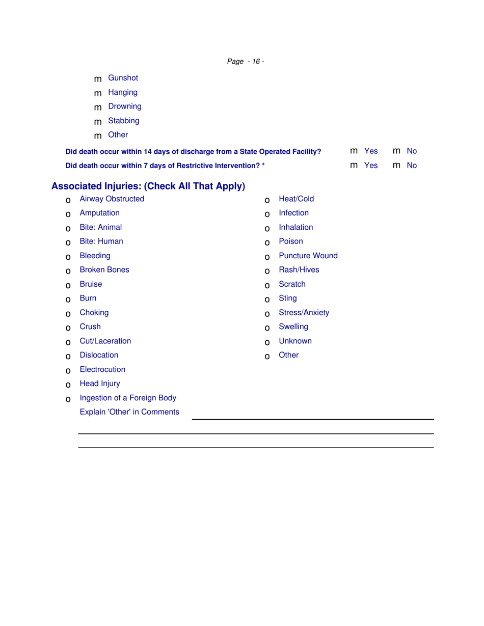 Injury Incident Report Form - Incident Response Improvement System - North Carolina, Page 16