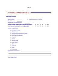 Injury Incident Report Form - Incident Response Improvement System - North Carolina, Page 2