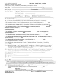 Form DMH5-79-01 &quot;Notice of Commitment Change&quot; - North Carolina