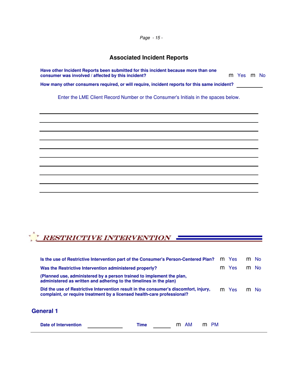 Restrictive Intervention - Incident Response Improvement System - North Carolina, Page 15