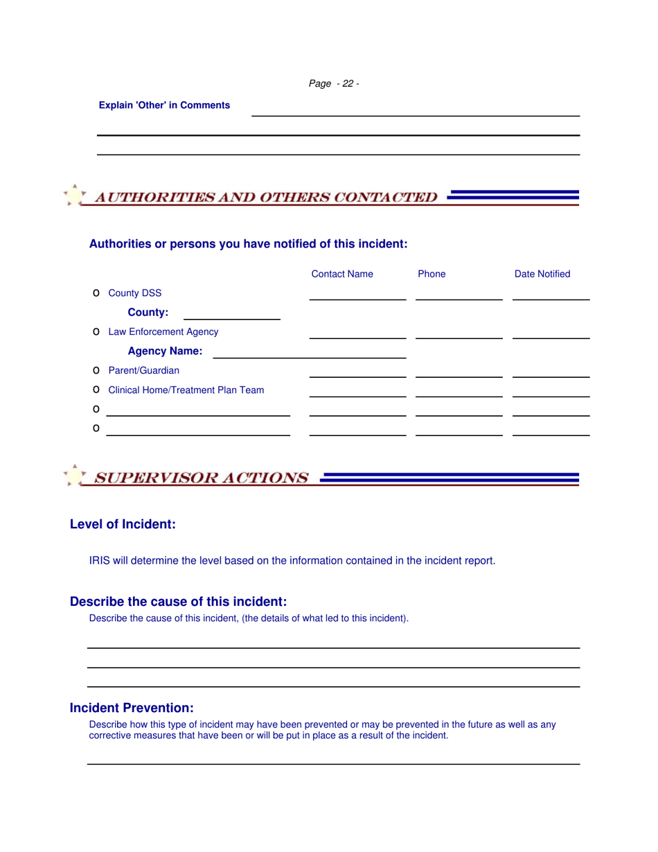 Restrictive Intervention - Incident Response Improvement System - North Carolina, Page 22
