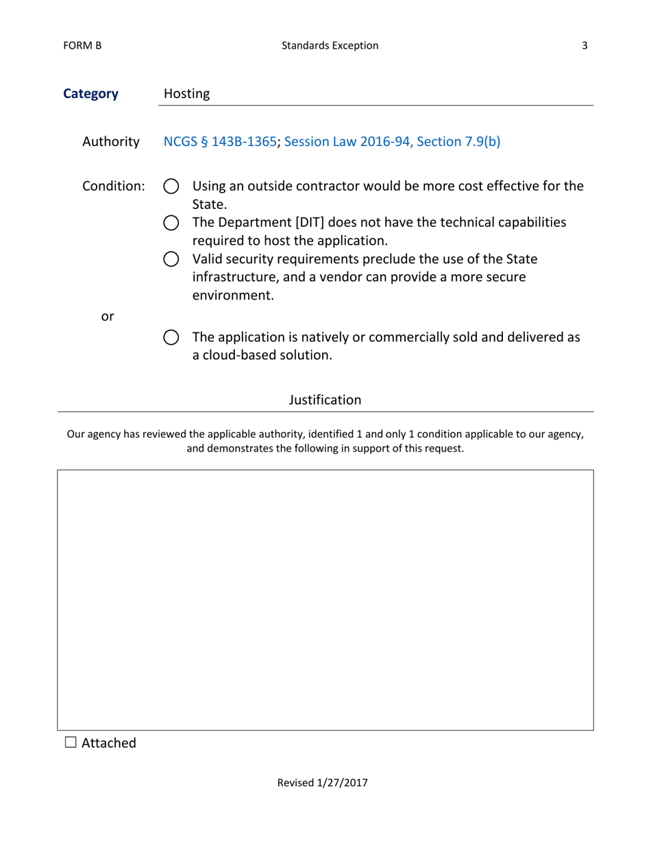 Form B Exception to Standards - North Carolina, Page 3