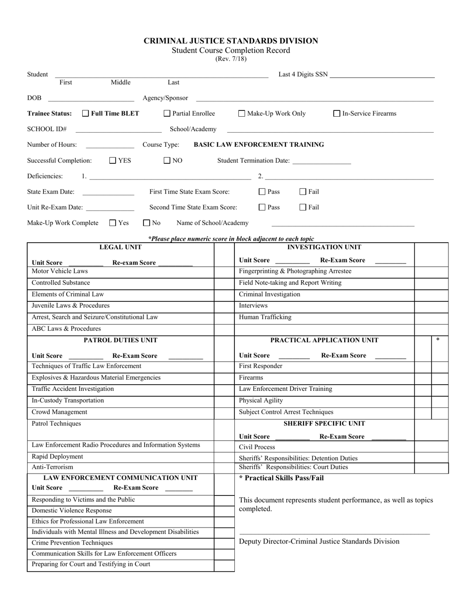 North Carolina Student Course Completion Record Form Fill Out, Sign