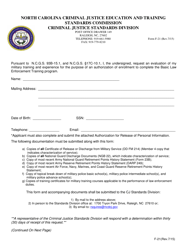 Document preview: Form F-21 Military Training and Experience Evaluation Form - North Carolina
