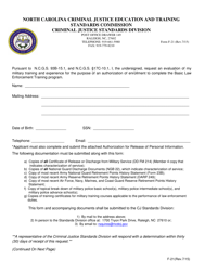 Form F-21 Military Training and Experience Evaluation Form - North Carolina