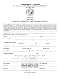 Form CP-102 Application for Company Police Officer Commission - North Carolina