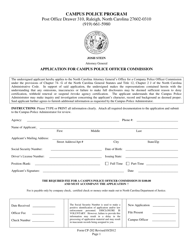 Document preview: Form CP-202 Application for Campus Police Officer Commission - North Carolina