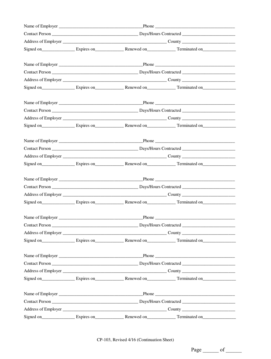 Form CP-103 Report of Employing Businesses and Institutions - North Carolina, Page 2