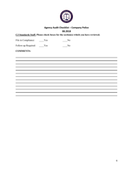 Agency Audit Checklist - Company Police - North Carolina, Page 6