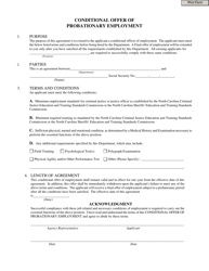 North Carolina Conditional Offer of Probationary Employment - Fill Out ...