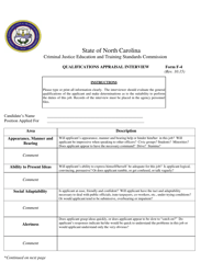 Form F-4 Qualifications Appraisal Interview - North Carolina