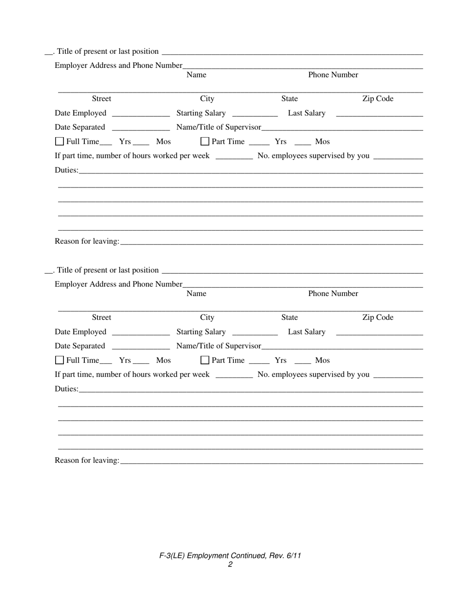 Form F-3(LE) - Fill Out, Sign Online and Download Fillable PDF, North ...