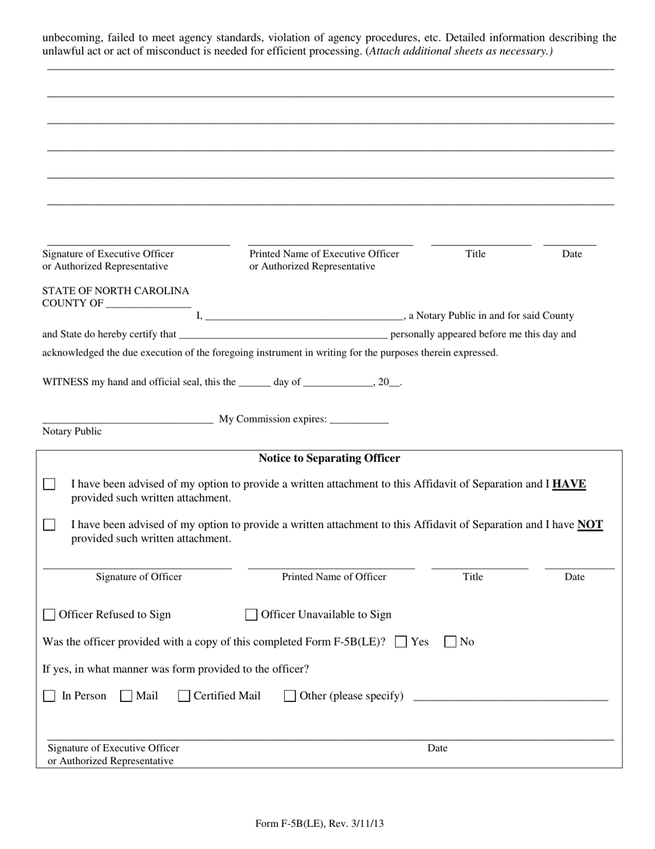 Form F-5B(LE) - Fill Out, Sign Online and Download Fillable PDF, North ...