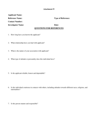 Form F-8 Attachment IV Questions for References - North Carolina