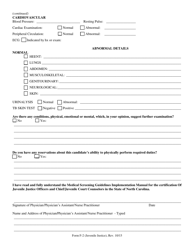 Form F-2 (JUVENILE JUSTICE) Medical Examination Report - North Carolina, Page 2