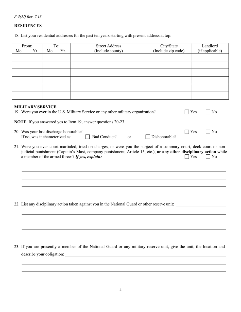 Form F-3 (JJ) - Fill Out, Sign Online and Download Printable PDF, North ...